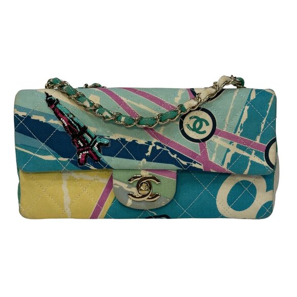 CHANEL multi-colored limited edition Eiffel Tower flap handbag - Picture 1 of 14